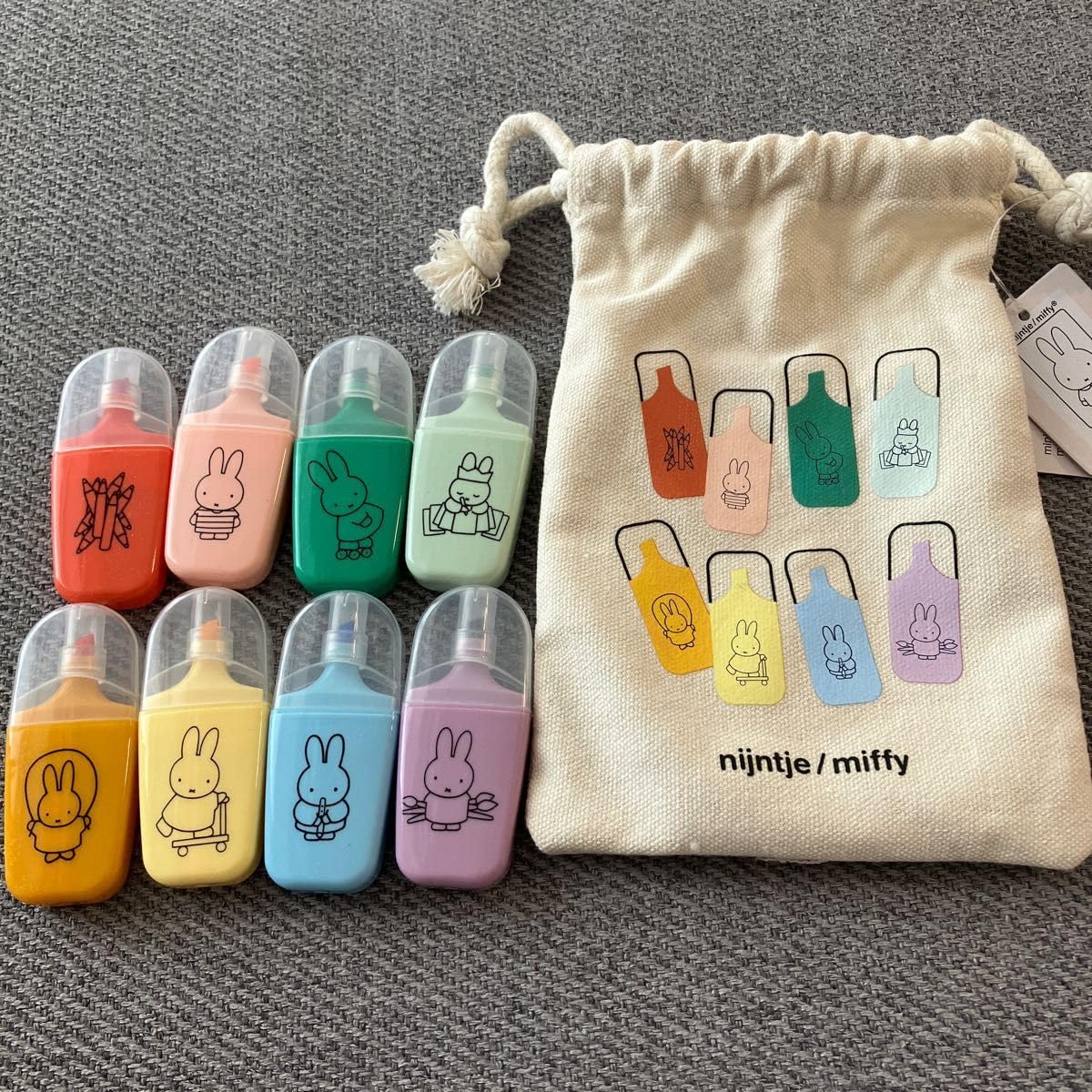 miffy【日本未販売】8色セット 巾着付き  ハイライトマーカー　ミッフィ miffy【日本未販売】8色セット 巾着付き ハイライトマーカー