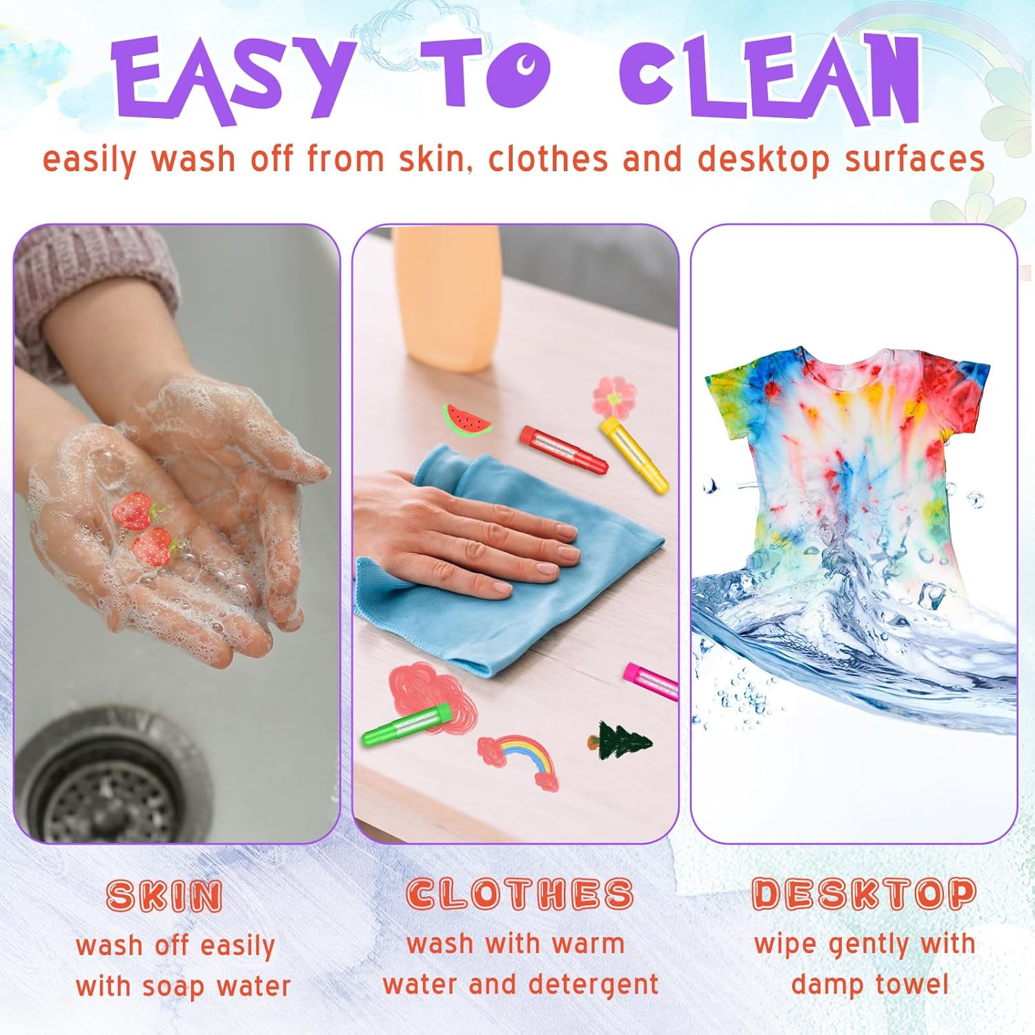 Fulmoon 16 Sets 192 Pcs Tempera Paint Sticks for Kids 12 Colors Washable Paint Sticks Bulk Safe Arts and Craft Quick Drying Child Crayons for Paper Wood Glass Rock Poster Canvas