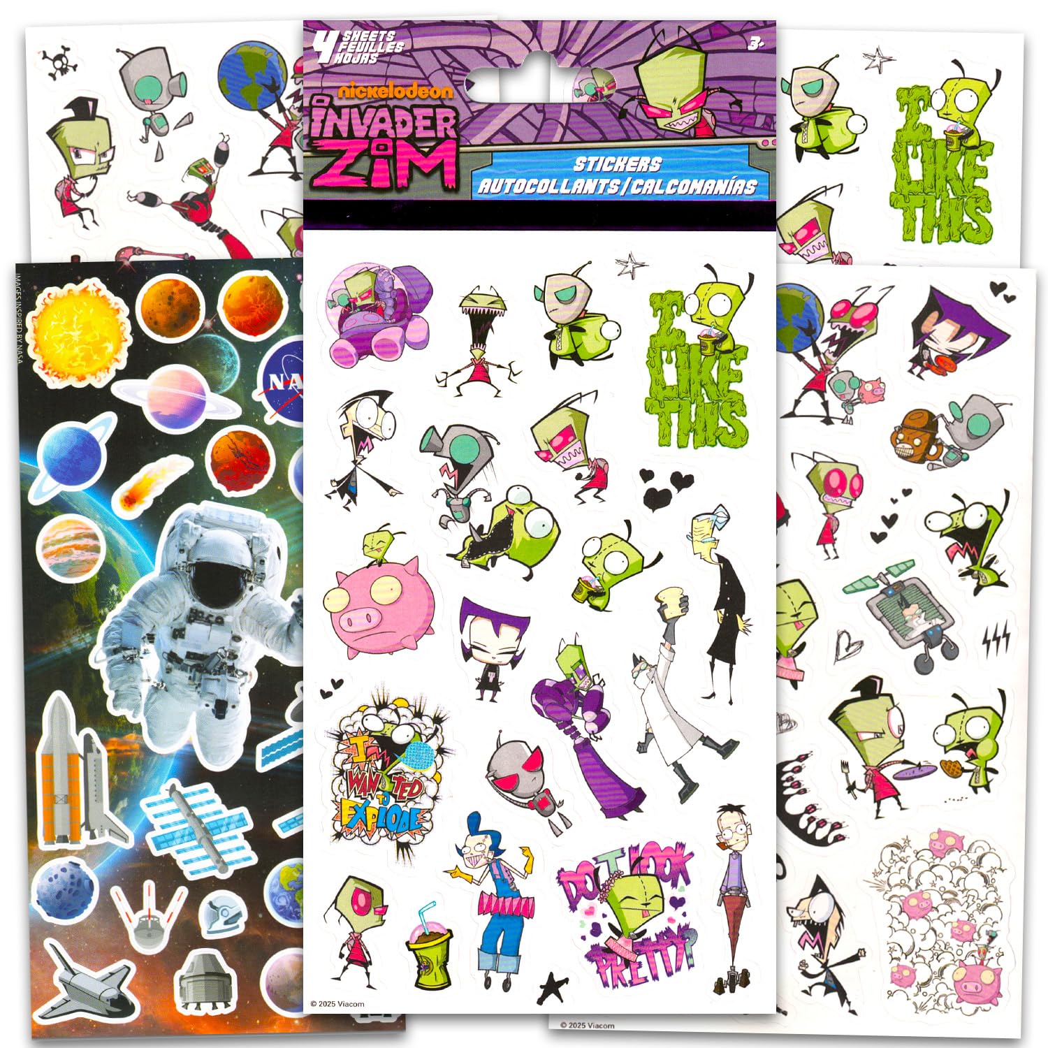 Invader Zim Stickers for Kids ~ 4 Sheets Deluxe Stickers Bundle
