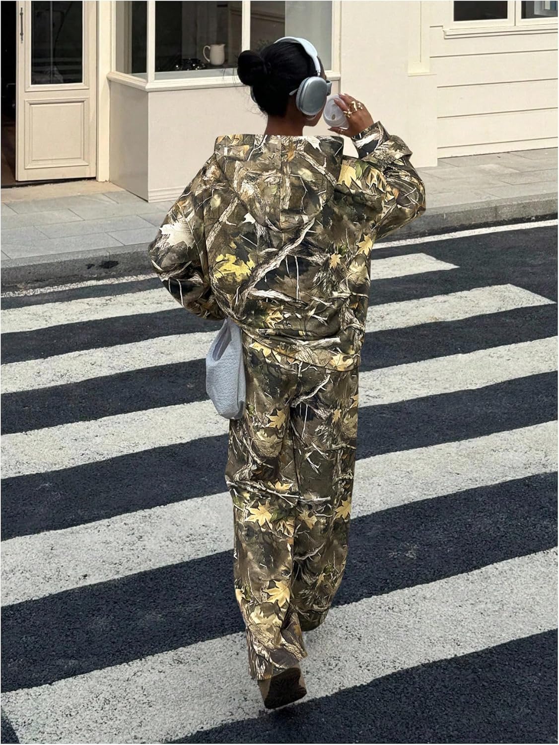 SOLY HUX Women's Sweatsuits 2 Piece Outfits Camo Long Sleeve Hoodie Sweatshirt and Sweatpants Set Streetwear - Image 2