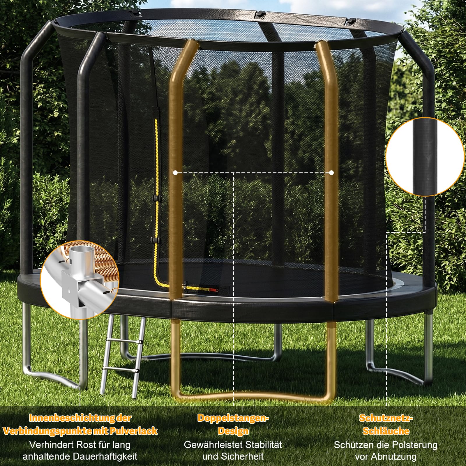 Devoko Outdoor Trampolin - Large Oval, 3 in 1 Familientrampolin Mit Sicherheitsnetz, Robuster Metallrahmen, Geeignet für Kinder und Erwachsene