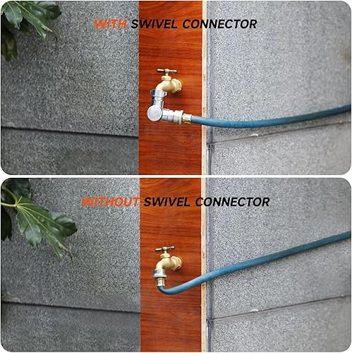Miniatura 6 de Roastove Manguera de aluminio con manguera de jardín de goma de 50 pies, con conector giratorio de latón ajustable de 180 y 360, con boquilla de