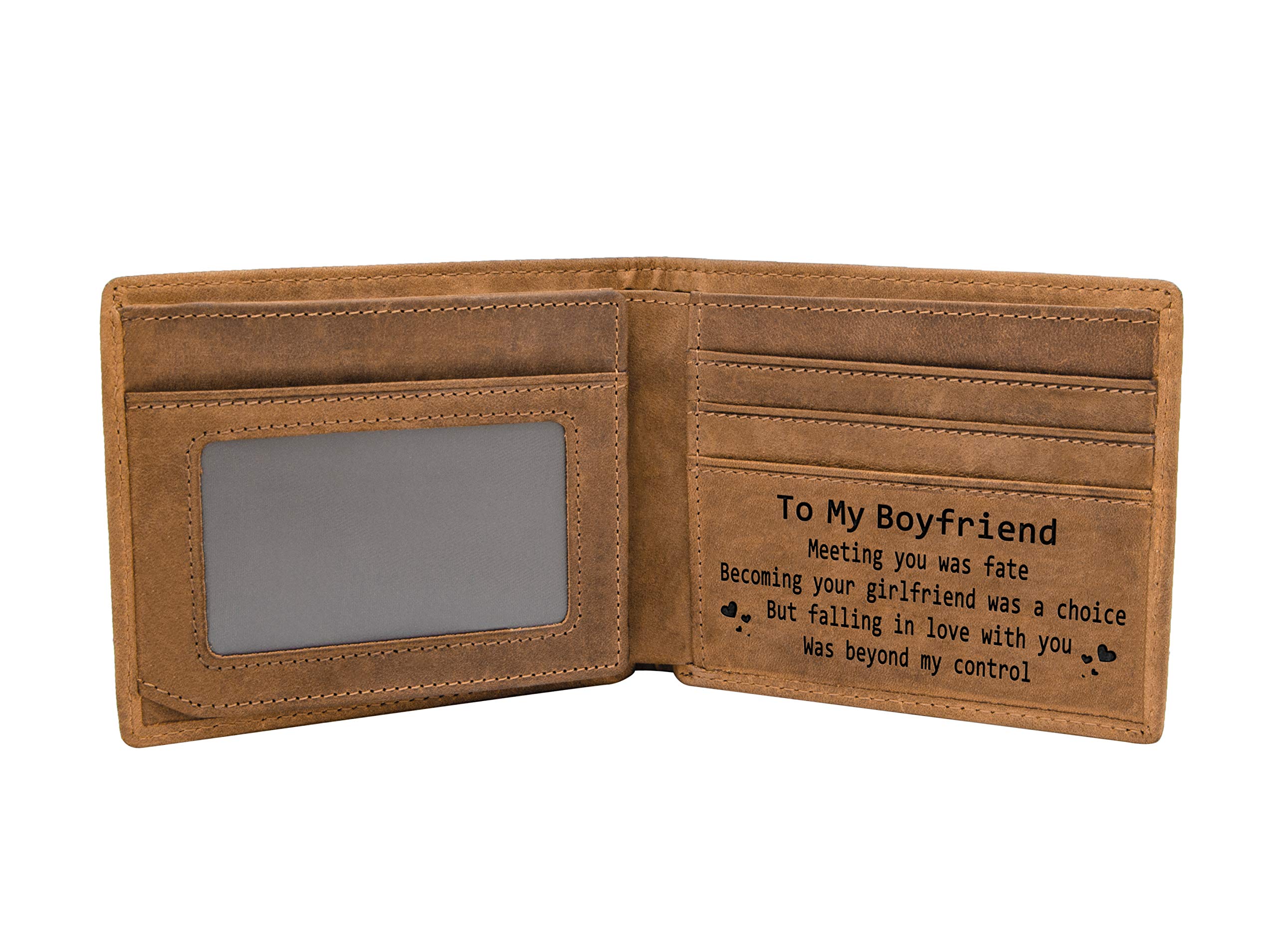 Kenon Personalized Leather Wallet For Men, Engraved RFID Blocking Bifold Stylish Wallet For Husband Son Dad Birthday Valentines Father's Day Christmas