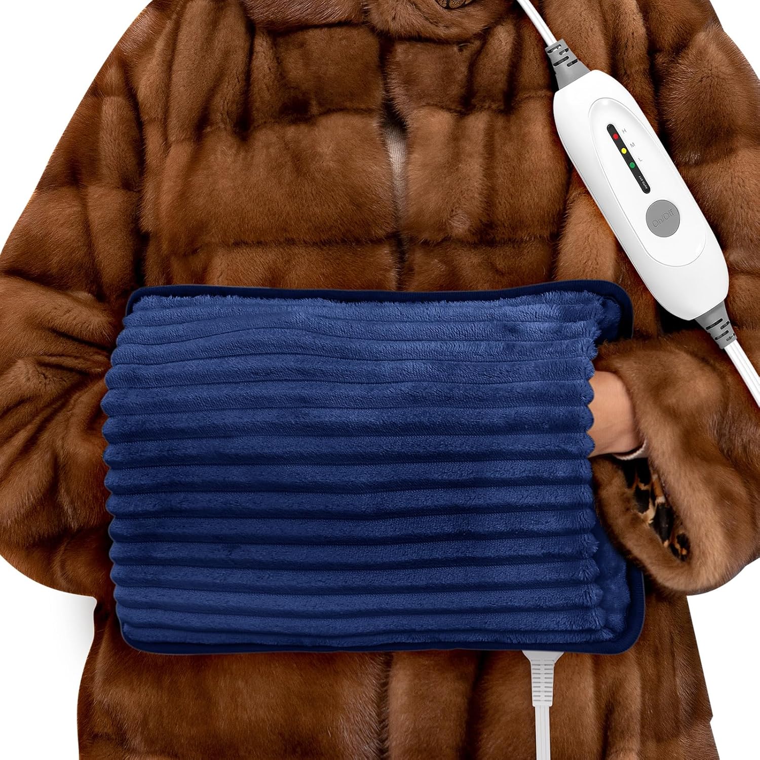 Electric Hand Warmer, Soft Flannel Heated Gloves, Hand Warmer Pouch, Heating Pad for Hands Pain Relief Fingers Arthritis for Women Men Elder Xmas Gifts, Auto Off & 3 Level, Blue