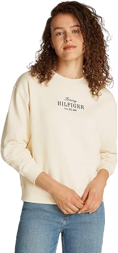 TOMMY HILFIGER Camisola REG Hilfiger WW0WW44631 para mulher, Bege (Calico), XL :