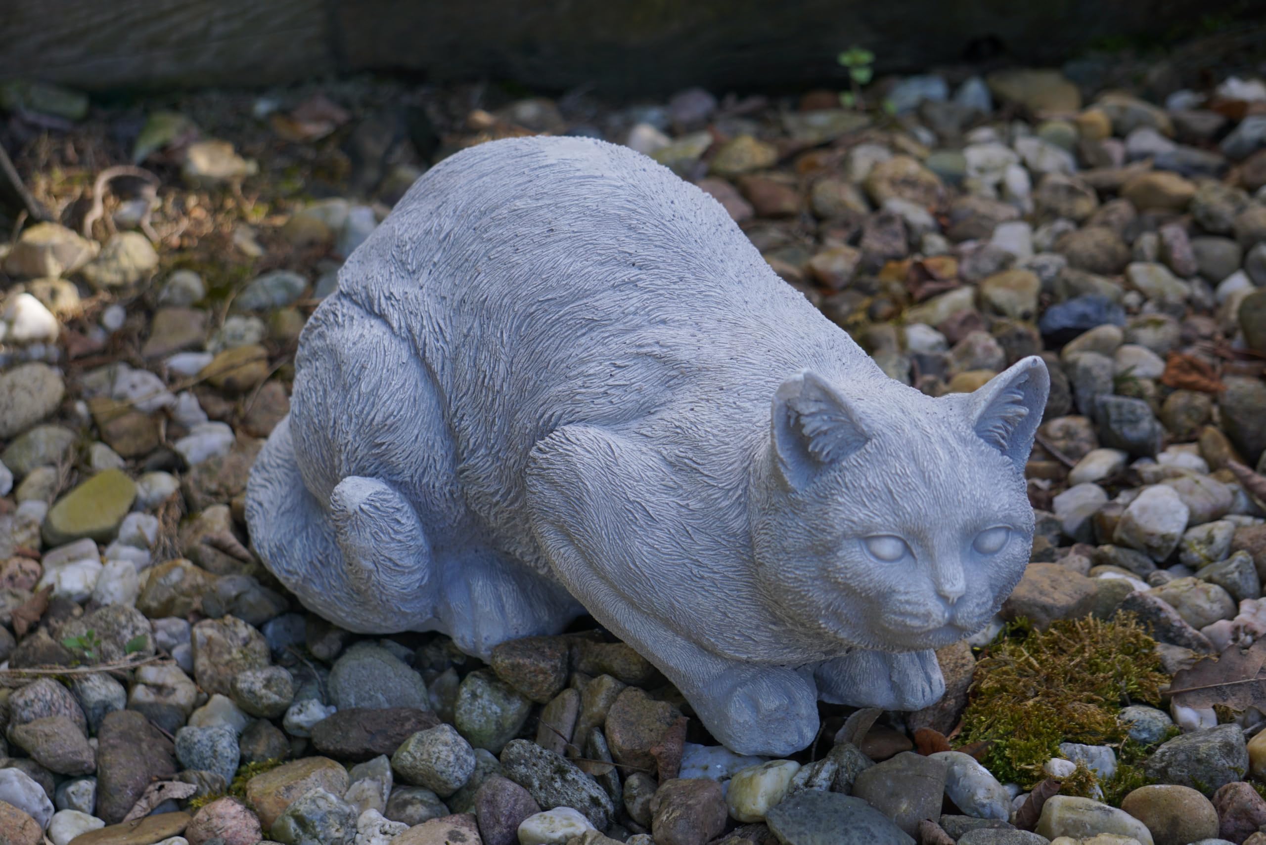 gartendekoparadies.de Leżący kot kamienna figurka, szara, odlew kamienny, 34 x 21 x 20 cm, 11 kg, odporna na mróz, dekoracja ogrodu