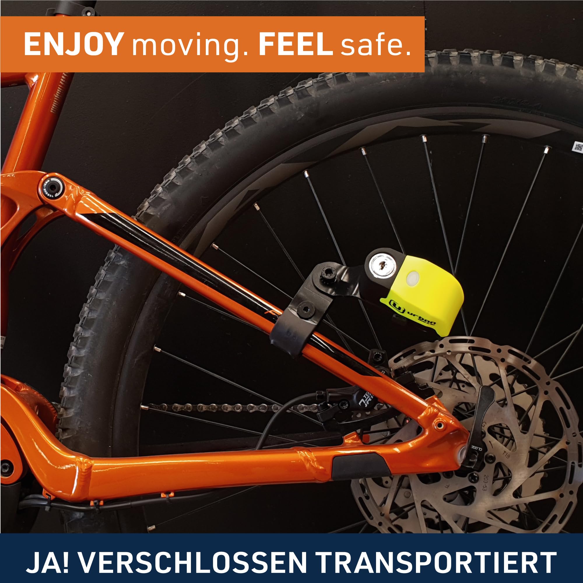 URBAN UR6 Bremsscheibenschloss mit Intelligentem Alarm | Effektiver | Hi-Tech, 120dB, LED, Warnfunktion A+ Empfindlichkeit, Langlebige CR2 Batterie, Wasserdicht, Motorrad Schloss Fahrradschloss, 6mm