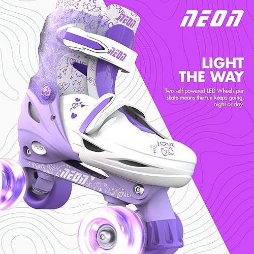 Miniatura 6 de Yvolution Patines cuádruples y en línea de neón 2 en 1 para niños con ruedas LED  Tamaño ajustable