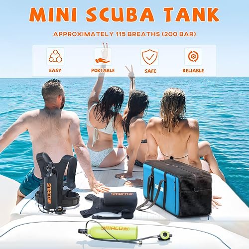 Miniatura 2 de SMACO Mini tanque de buceo 1.9L Capacidad de buceo Tanque de oxígeno hasta 30 minutos Respiración subacuática Pequeño Tanque de Buceo Kit con Caja
