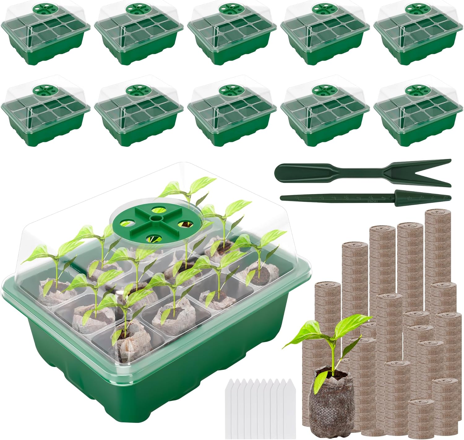 Amazon.com : Helimoto 10 PCS Seed Starter Tray, Seedling Starter Trays ...