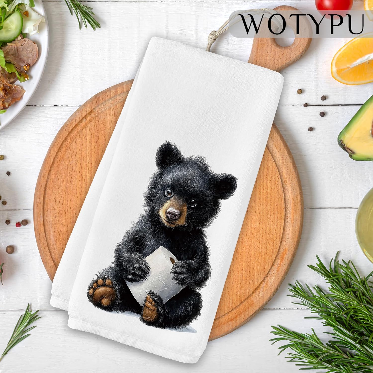 Toilet Black Bear Gift Hand Towels for Bathroom, Kids Bathroom Decor, Bear Lover Gifts Decorative Hand Towel for Kids Guest Bath Room Washroom Power Room Vanity Half Bath, 16x24 Inch - Image 2