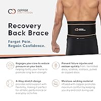 Vista 6 de Copper Compression Back Brace. Copper Infused Lumbar Support for Lower Back Relief, Sciatica, Herniated Disc, Scoliosis, Pain & Strains. Adjustable