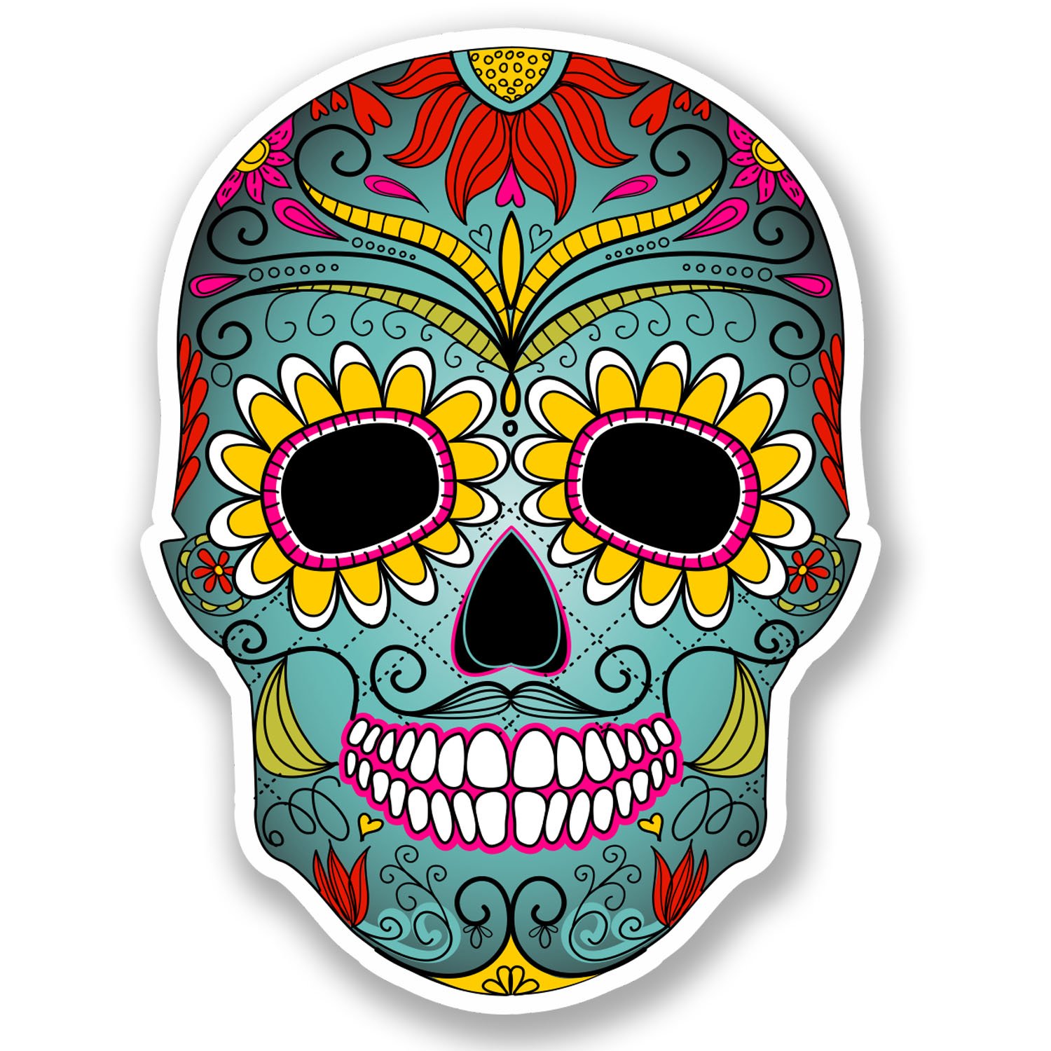 2 x 10cm Mexican Sugar Skull Vinyl Stickers Laptop Day of The Dead Girls #5674 (7.5cm Wide x 10cm Tall)