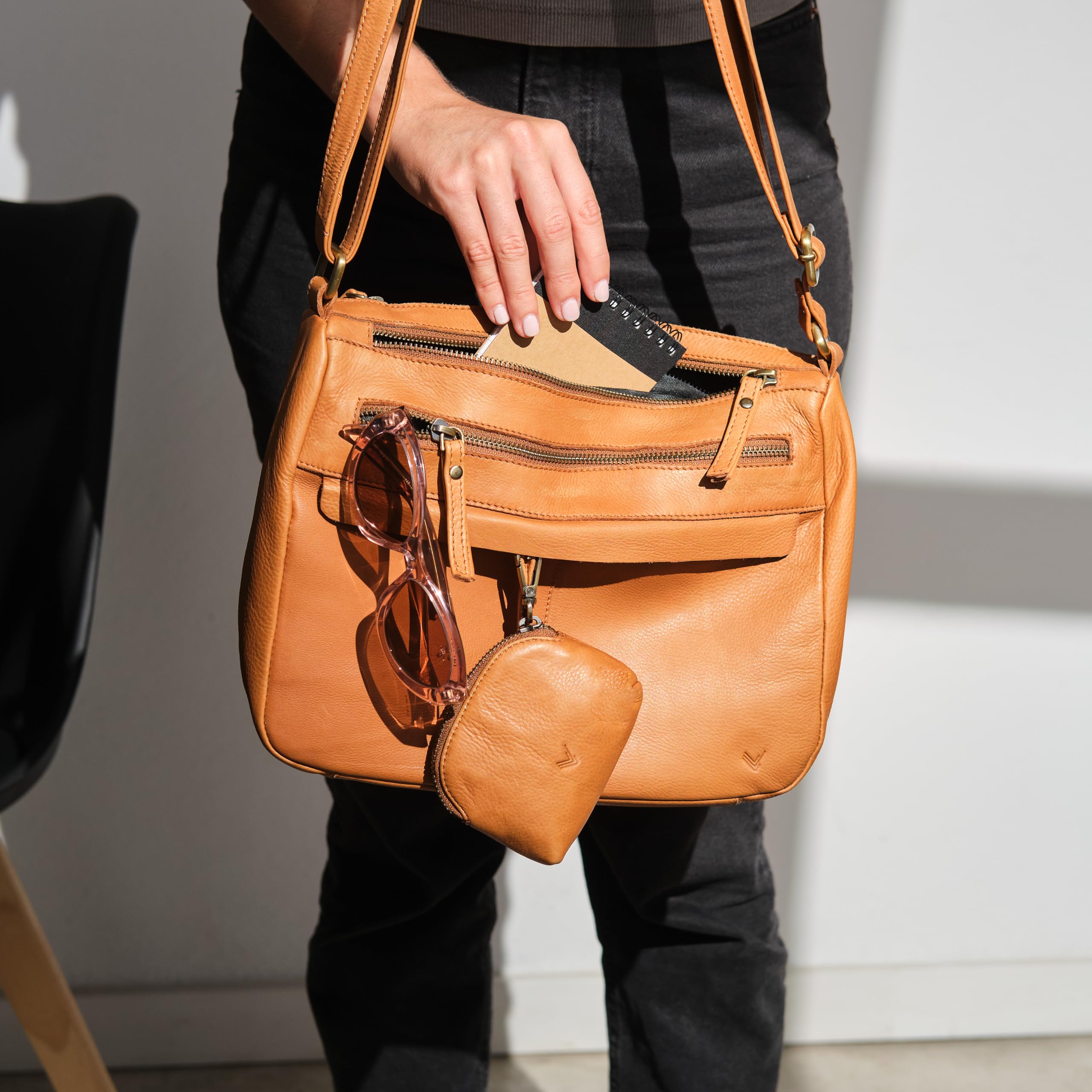 Borsa Donna Tracolla Pelle - Borsa Tracolla Donna Piccola Multiple Scomparti - Firmata alla Moda Cerniere multiple - Borsetta a Spalla di Qualità – Borse Nera - Portamonete Regalo.