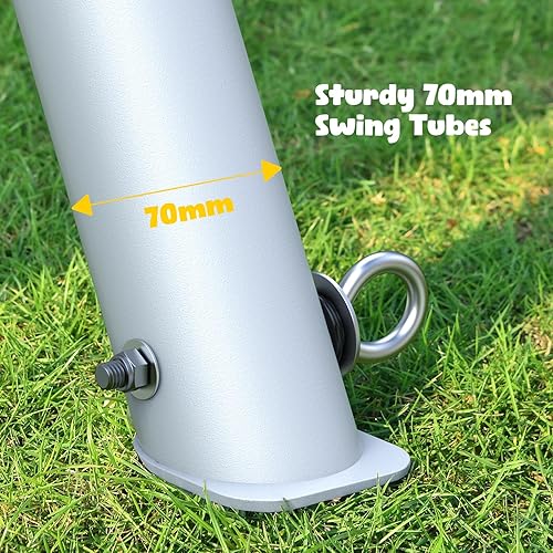 Miniatura 2 de Hapfan Juego de columpios de 9.5 pies de altura para patio trasero con columpio de plataforma, juego de columpios de metal resistente para