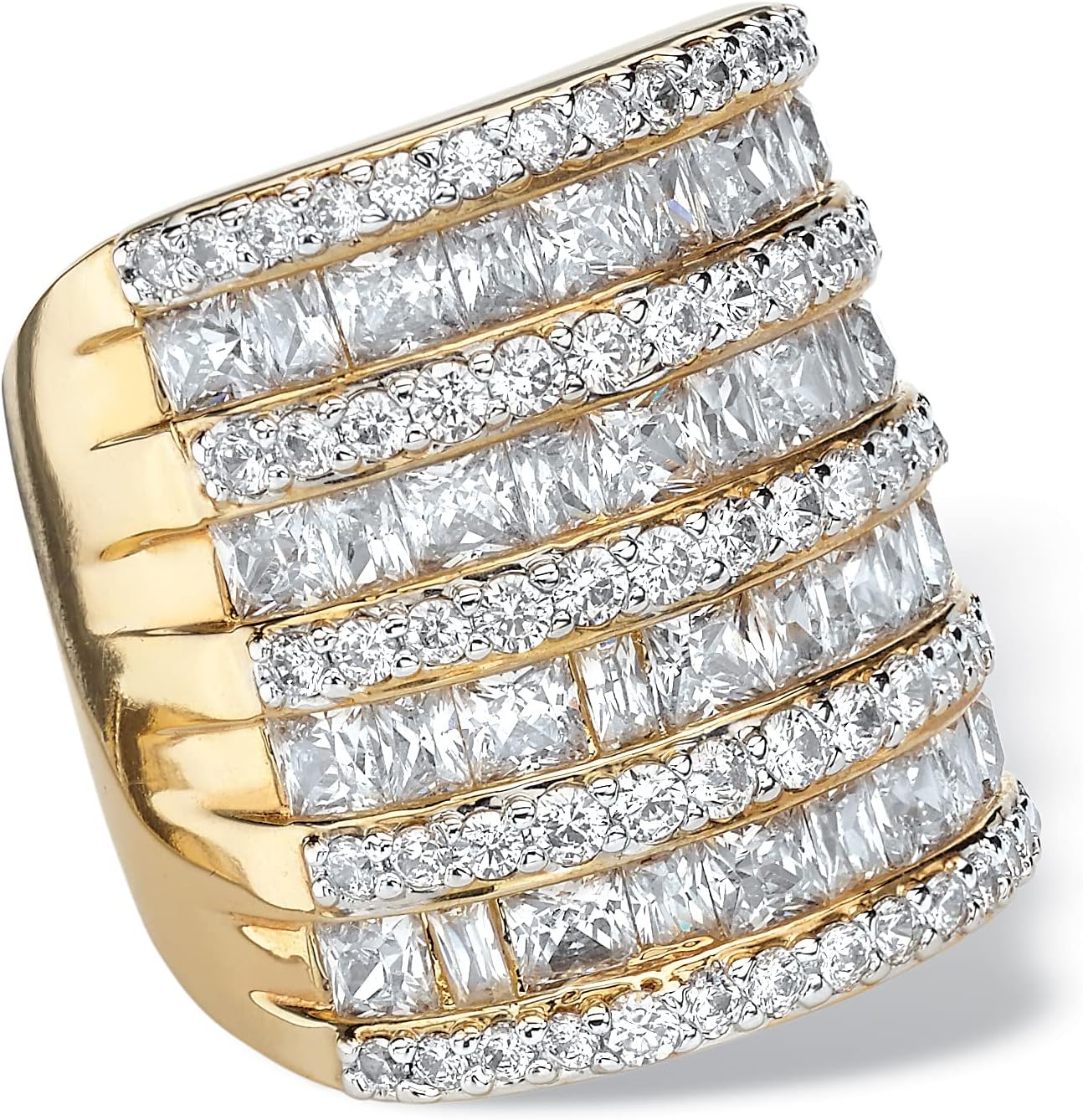 Palm Beach Jewelry 14K Yellow Gold Plated Princess Cut Cubic Zirconia Channel Set Ring - Image 4