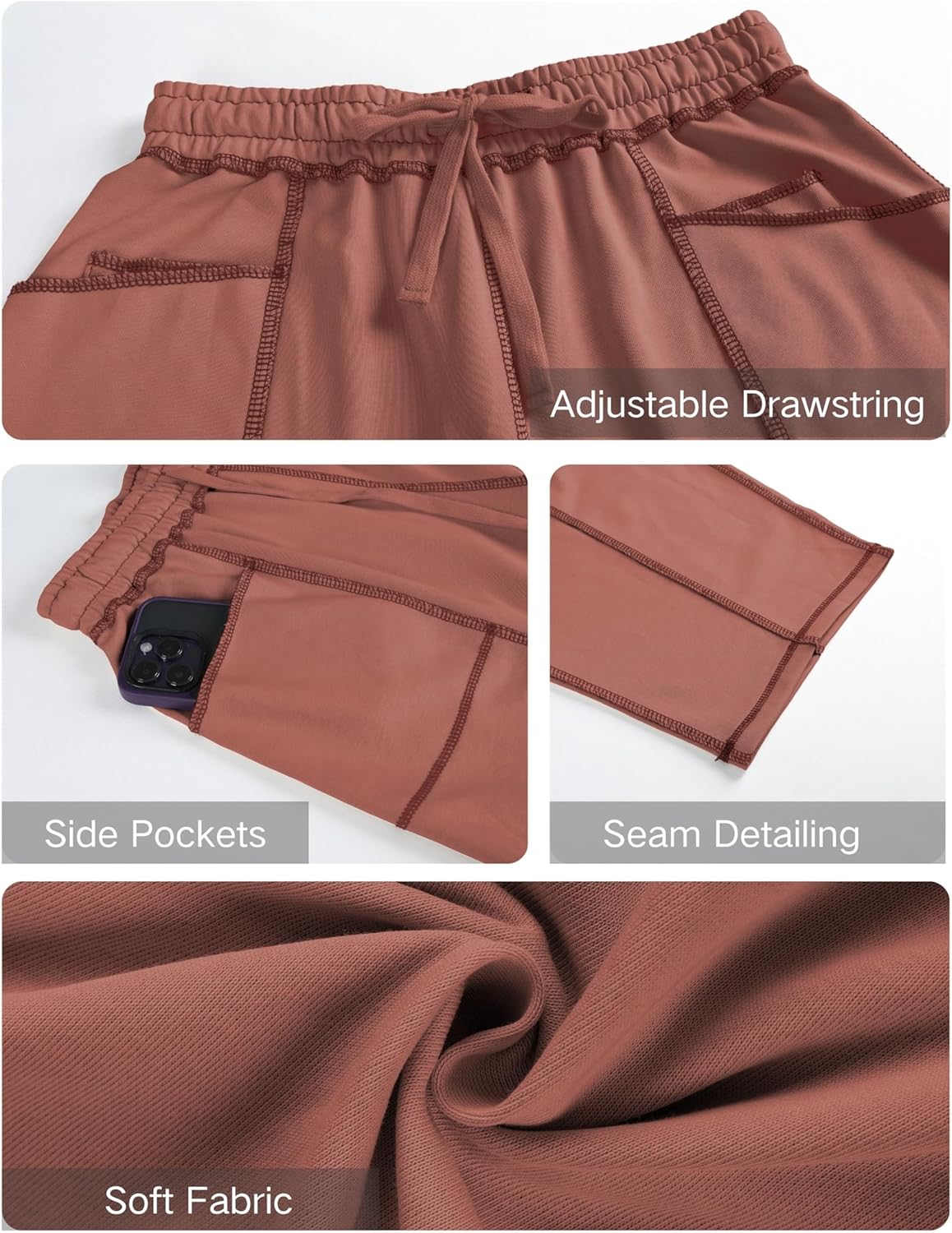 Athlisan Womens Baggy Barrel Pants Wide Leg Lounge Drawstring Sweatpants with Pockets - Image 6