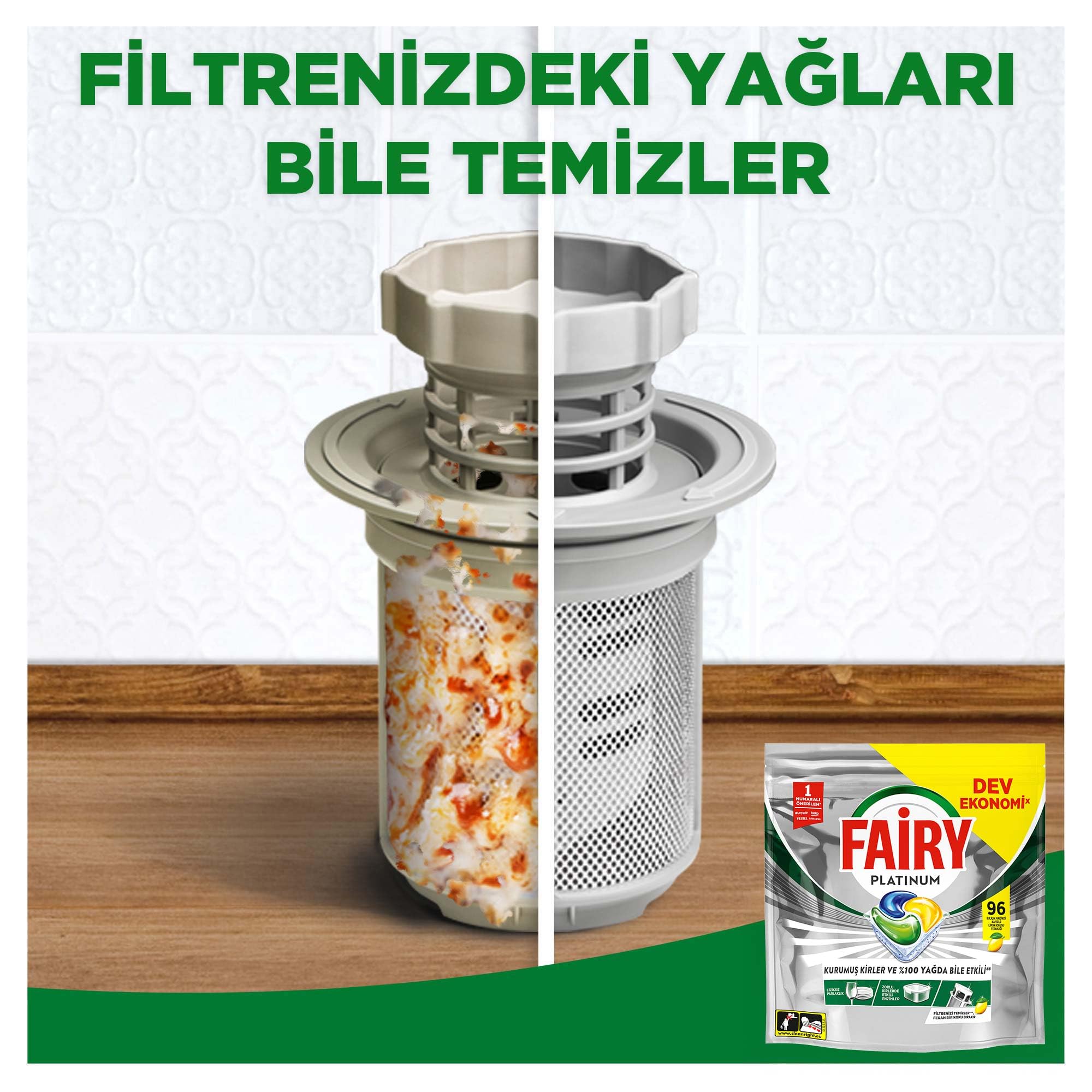 Fairy Platinum Bulaşık Makinesi Deterjanı Kapsülü/Tableti 96 Yıkama Limon Kokulu