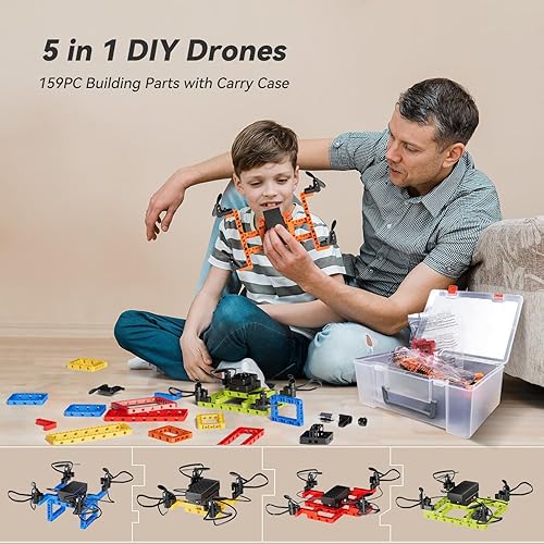 Miniatura 3 de Mini Drone para niños y principiantes, Kits de construcción de drones 5-EN-1 DIY creativos para que los niños construyan sus propios drones, 5