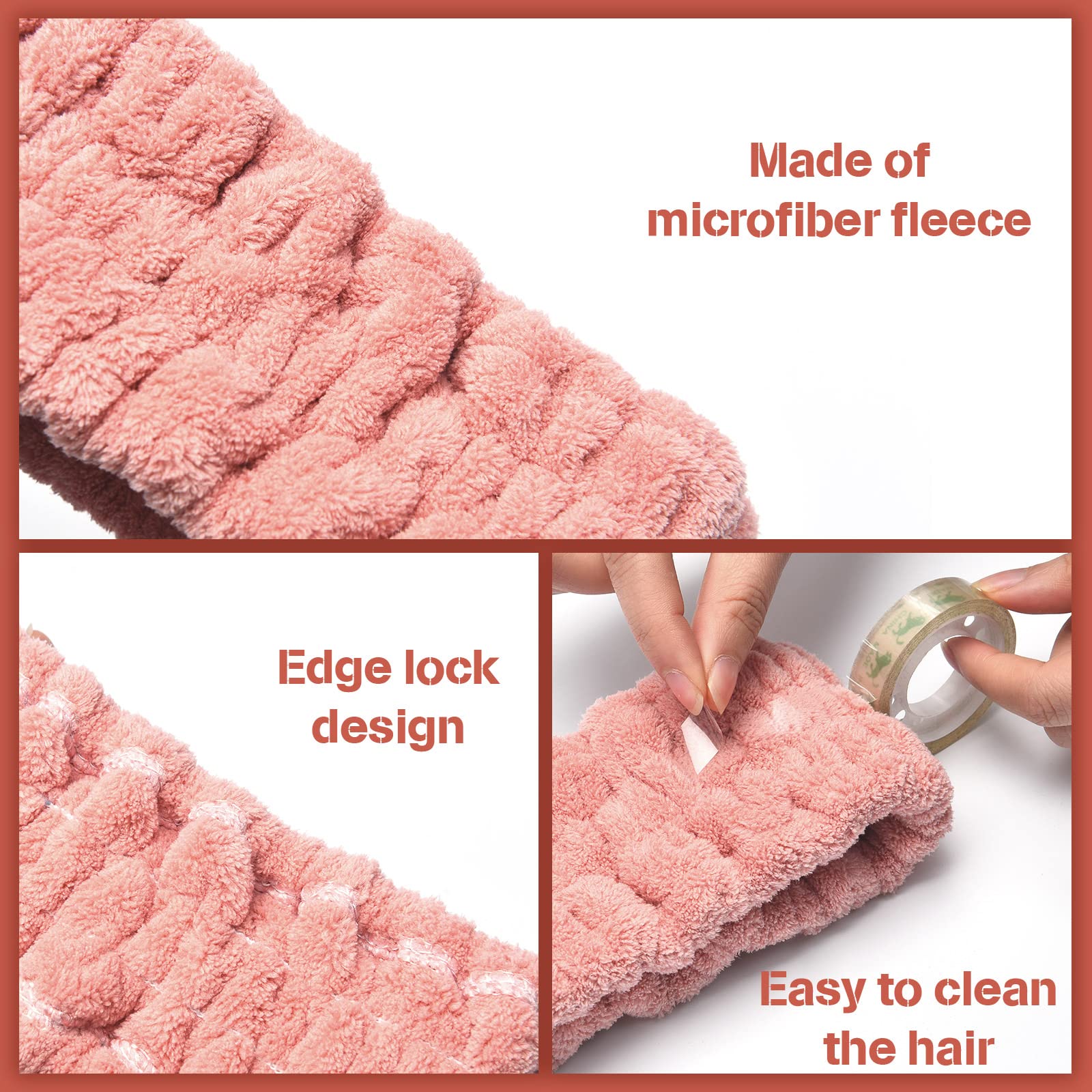 Chuangdi 3 Pieces Spa Headband for Women Facial Makeup Headband Soft Terry Cloth Hairband for Washing Face Mask Spa Shower Gifts(Pink - Image 3