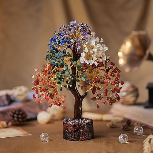Miniatura 7 de ABHISUBYA Árbol de cristal - Cristales para curación - Decoración de cristal - Árbol de piedras preciosas - Árbol de chakras - Piedras curativas -