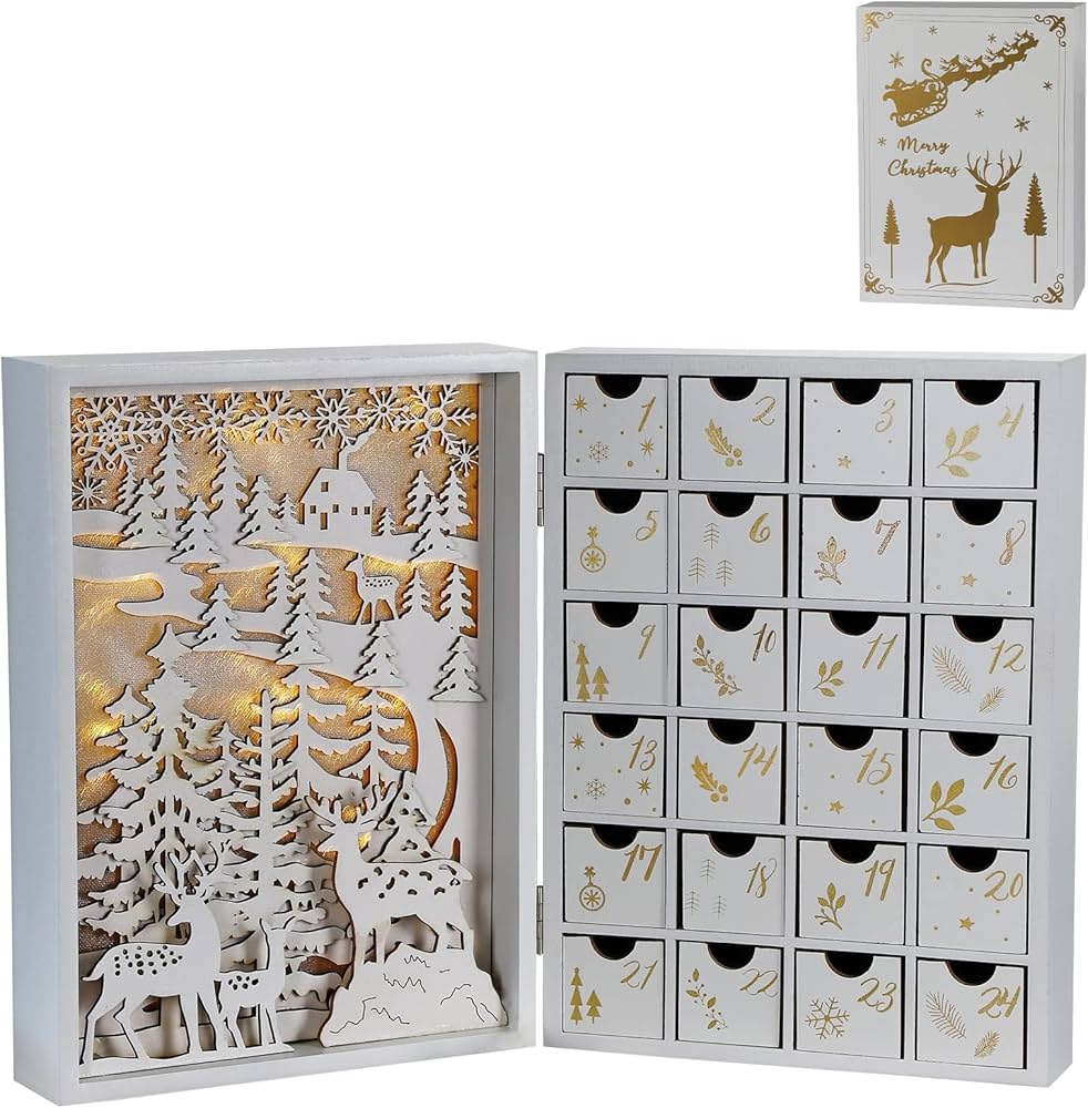 Amazon.co.jp: MorTime ホワイトアドベントカレンダーブック 引き出し