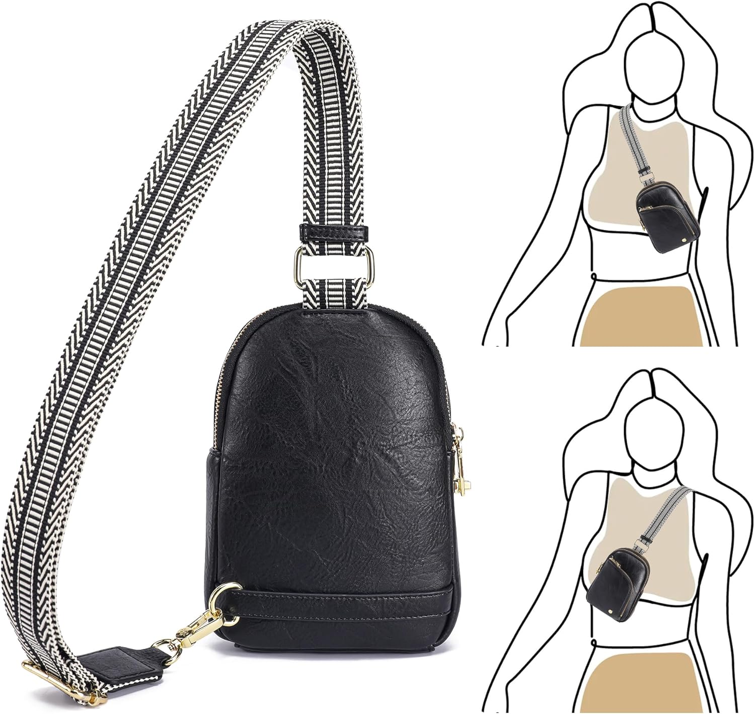 INICAT RFID Blocking Sling Bag, Anti Theft Crossbody Bag for Women, Travel Fanny Pack Style Purse, Vegan Leather - Image 6