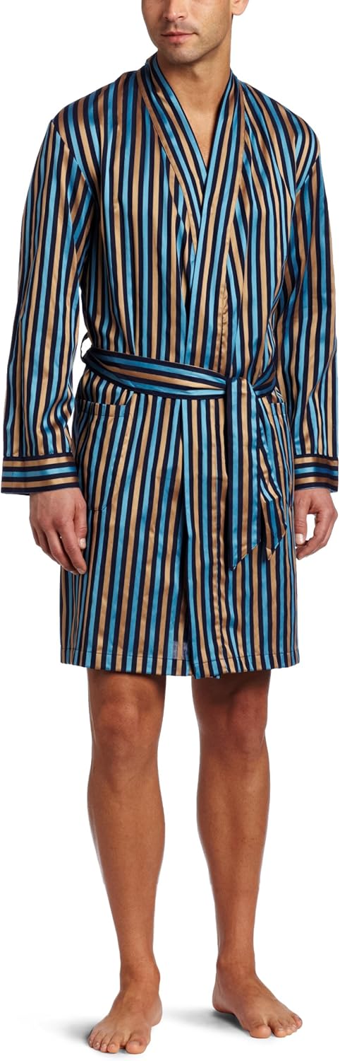 Derek Rose Men's Vincent Lounge Robe, Blue, Medium at Amazon Men’s ...