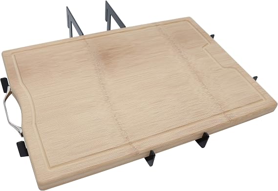 KUDU Grill Bamboo Cutting Board Attachement and Side Stand, for Food Preparation, Compatible with Kudu 1 and 2