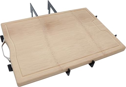 KUDU Grill Bamboo Cutting Board Attachement and Side Stand, for Food Preparation, Compatible with Kudu 1 and 2