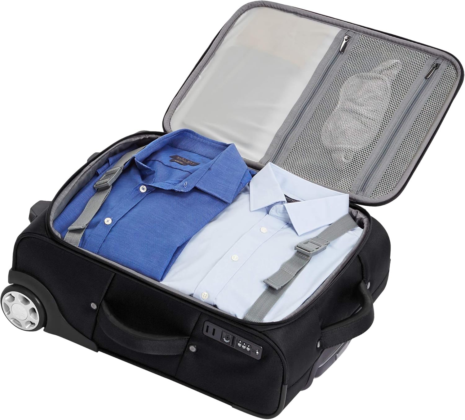 Amazon Basics Softside Carry-On Luggage Suitcase With TSA Lock And Wheels - 21.6 Inch, Black Black 21.6-Inch