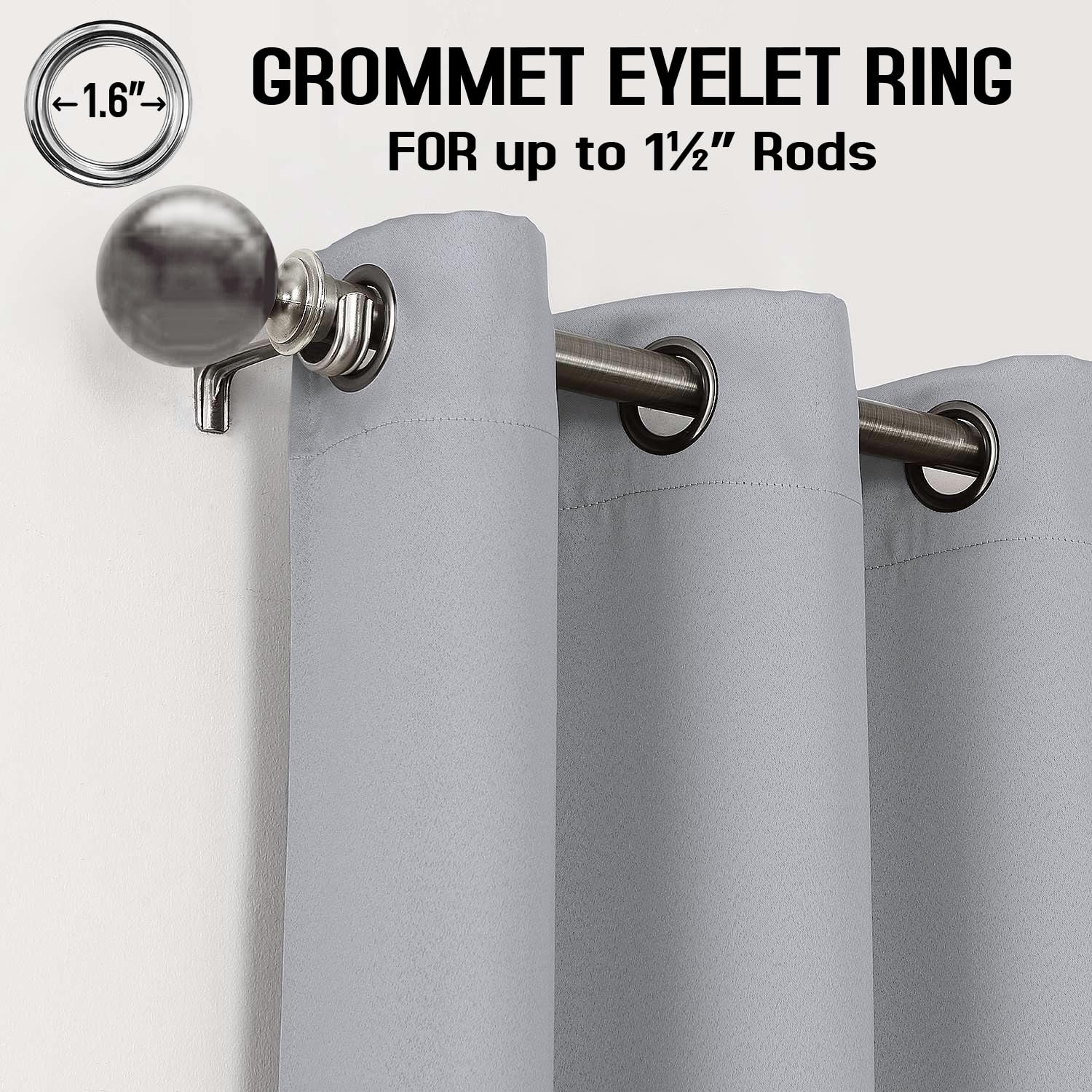 Hachette Thermal Blackout Curtains Eyelet Ring Top Including Pair Of Tiebacks (Navy Blue, 66" X 90 - View #4