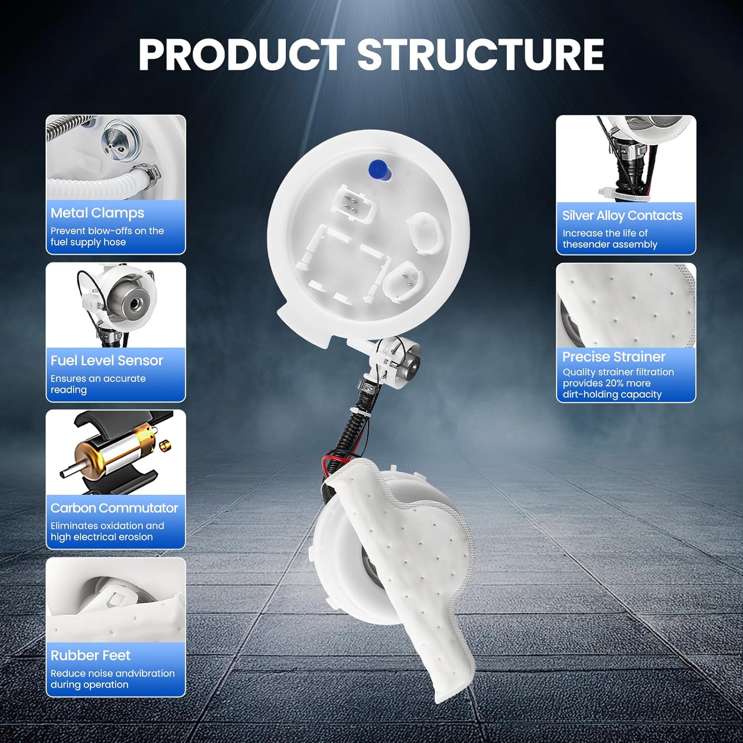 P77077M Fuel Pump Module Assembly Compatible with BMW 528i 535i 640i, 528i 535i 640i xDrive, Gas, 2.0L 3.0L, Replaces 16117341301, FG1550