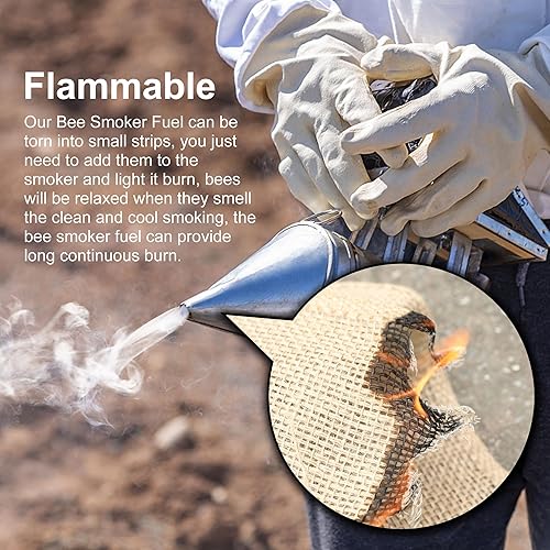 Miniatura 4 de DECOHS Combustible para ahumador de abejas de arpillera de 2 libras, combustible para ahumador de arpillera para apicultura, fácil de encender,