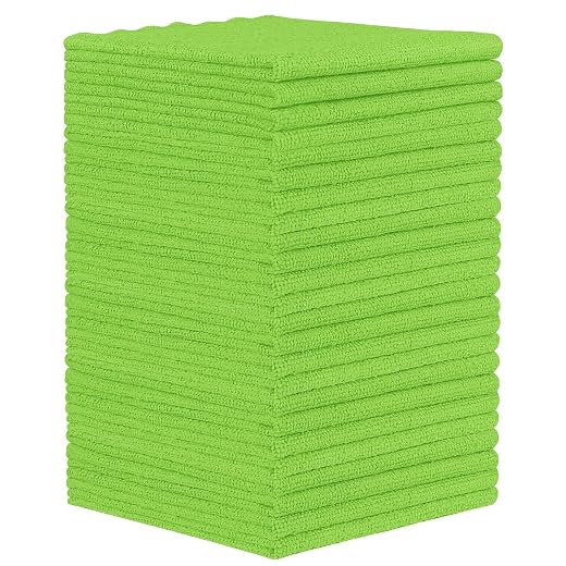 Orighty Microfiber Cleaning Cloth - 24 Pack, Green Cleaning Rags 12x11 inch