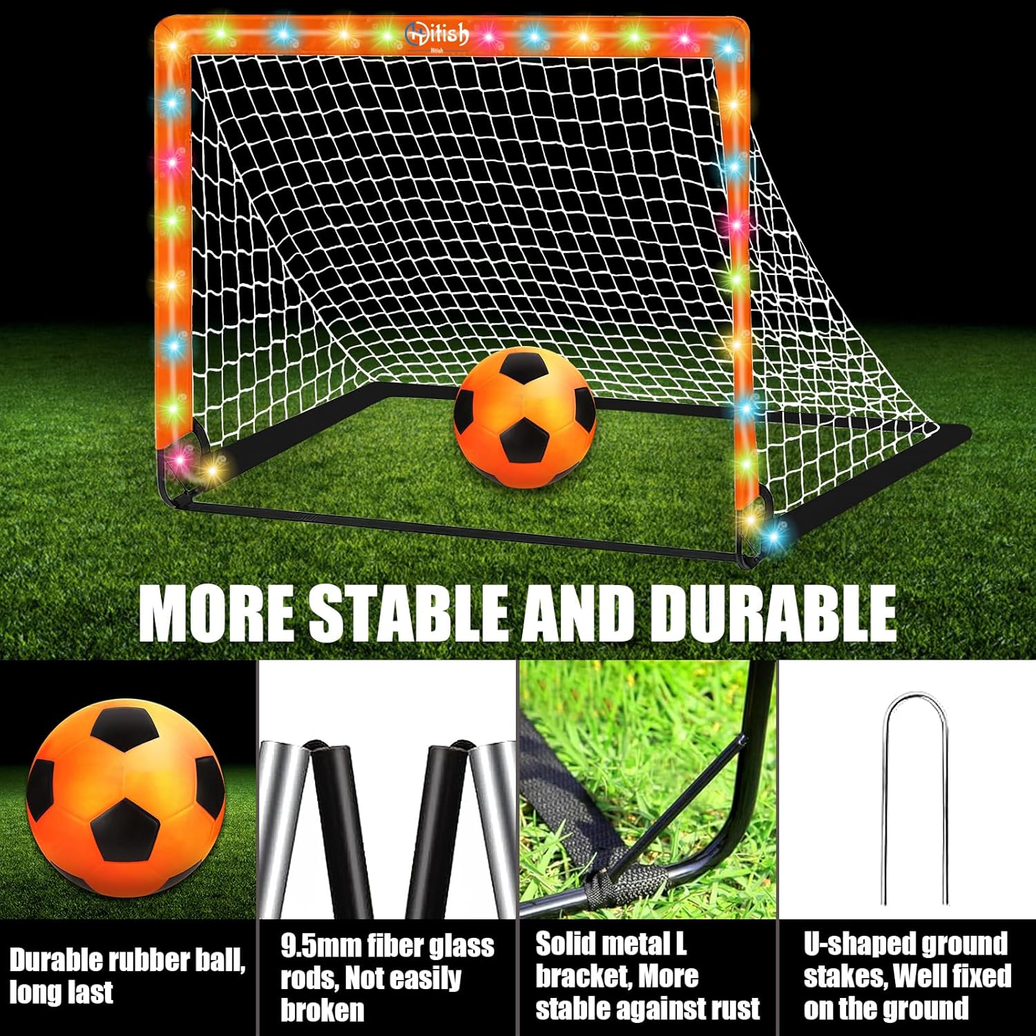 Kids Soccer Goals Set for Backyard - Portable Pop Up Light Soccer Net for Toddler Age 3-5 6-8 8-10 10-12 and Ball - Youth Target Soccer Games Sports Gift for Outdoor, 4 x3Ft