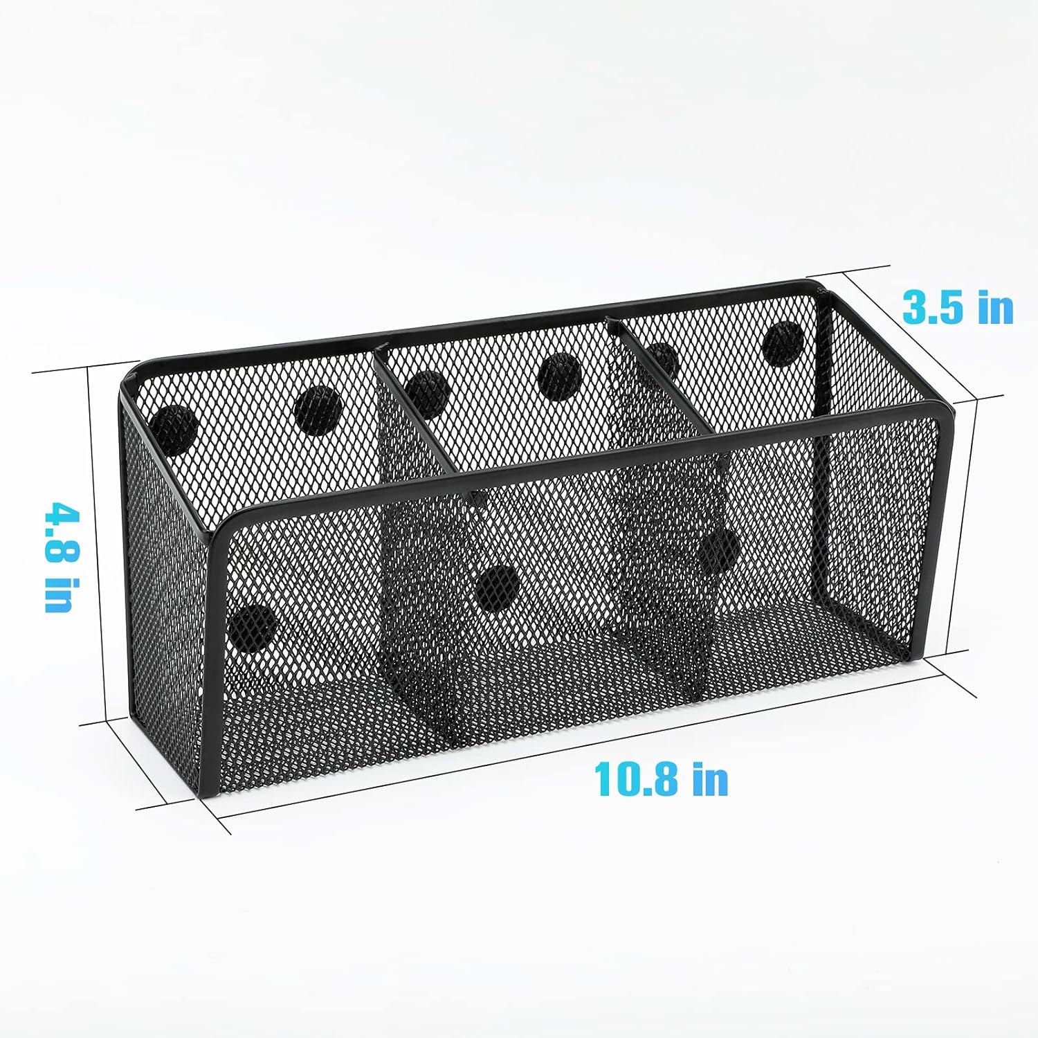 MaxGear 3 Basket Magnetic Pen Holder, 2 Pack Mesh Pencil Holder for Desk Storage Basket Organizer Marker Holder