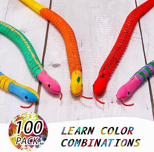 Miniatura 9 de BBTO 20 piezas de serpiente de madera sin terminar Wiggly serpiente articulada de madera flexible con 12 colores acrílicos pintura y pincel de