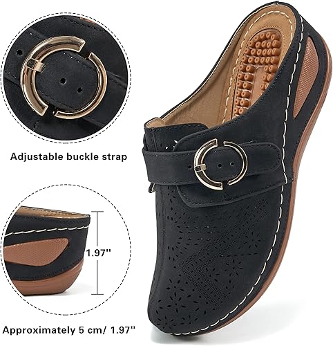 Vista 4 de Alicegana Sandalias de verano para mujer, cómodas, con puntera cerrada, cuña con gancho ajustable