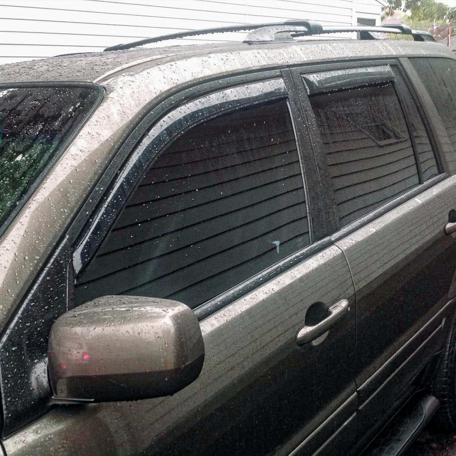 Rain Guards Compatible with 2003-2008 Honda Pilot, Durable Acrylic Slim Style Window Visor Rain Guard, Side Window Deﬂector for Honda Pilot Accessories 4 Pieces 2004 2005 2006 2007