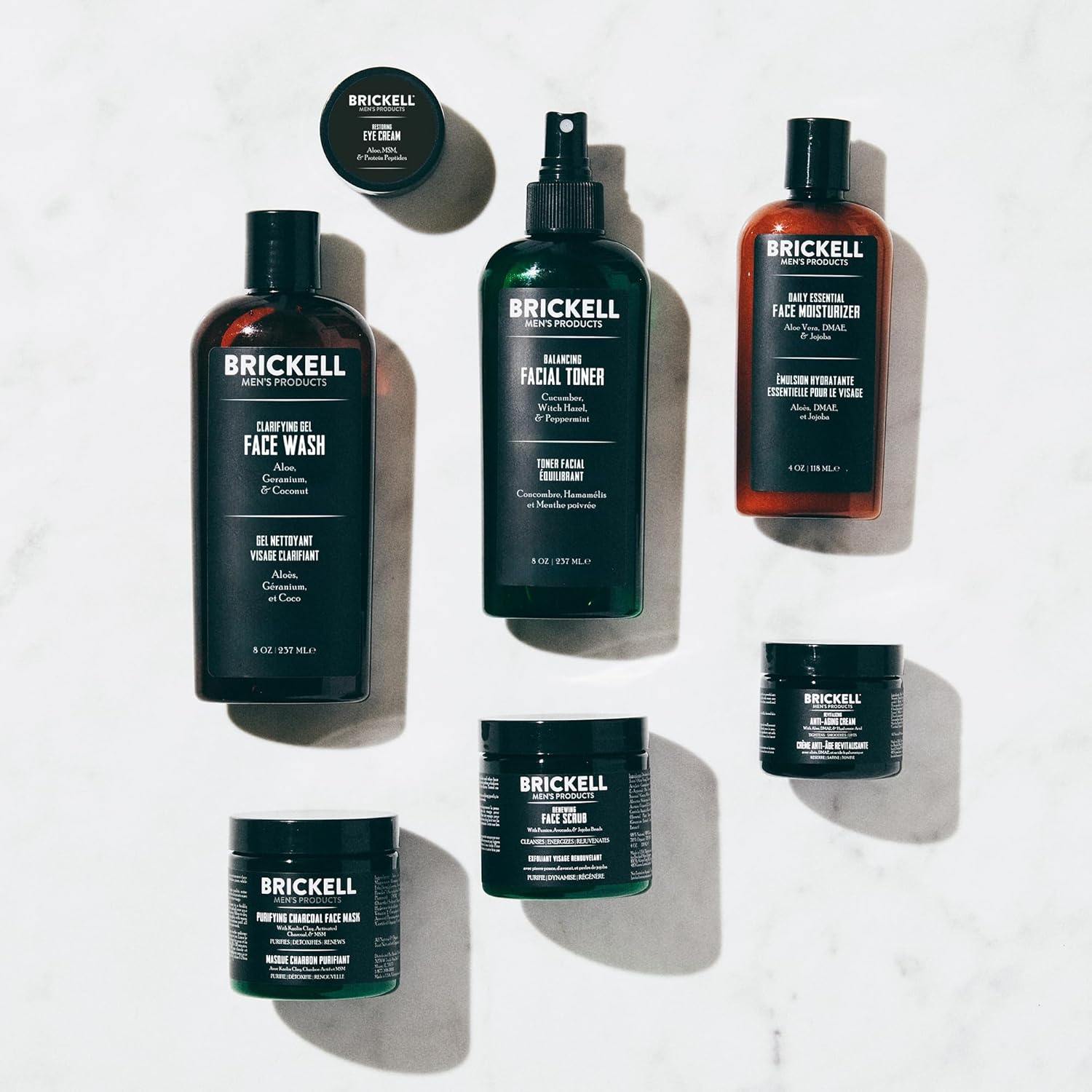 Brickell Men's Daily Elite Face Care Routine I, Toner, Gel Facial Wash, Face Scrub, Anti-Aging Night Cream, Eye Cream, Charcoal Mask and Moisturizer, Natural and Organic, Scented - Image 2