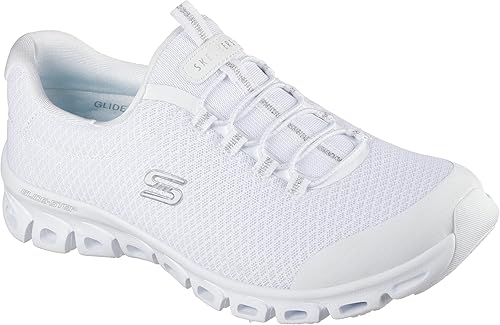 Skechers Women's Sport Active Hands Free Slip-Ins Glide-Step - Resilience, White/Silver, 7.5