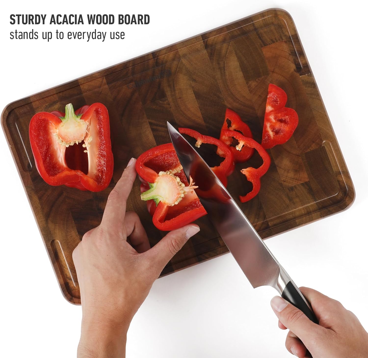 Calphalon Edge Guard 13.6 x 9.5 End Grain Acacia Wood Cutting Board