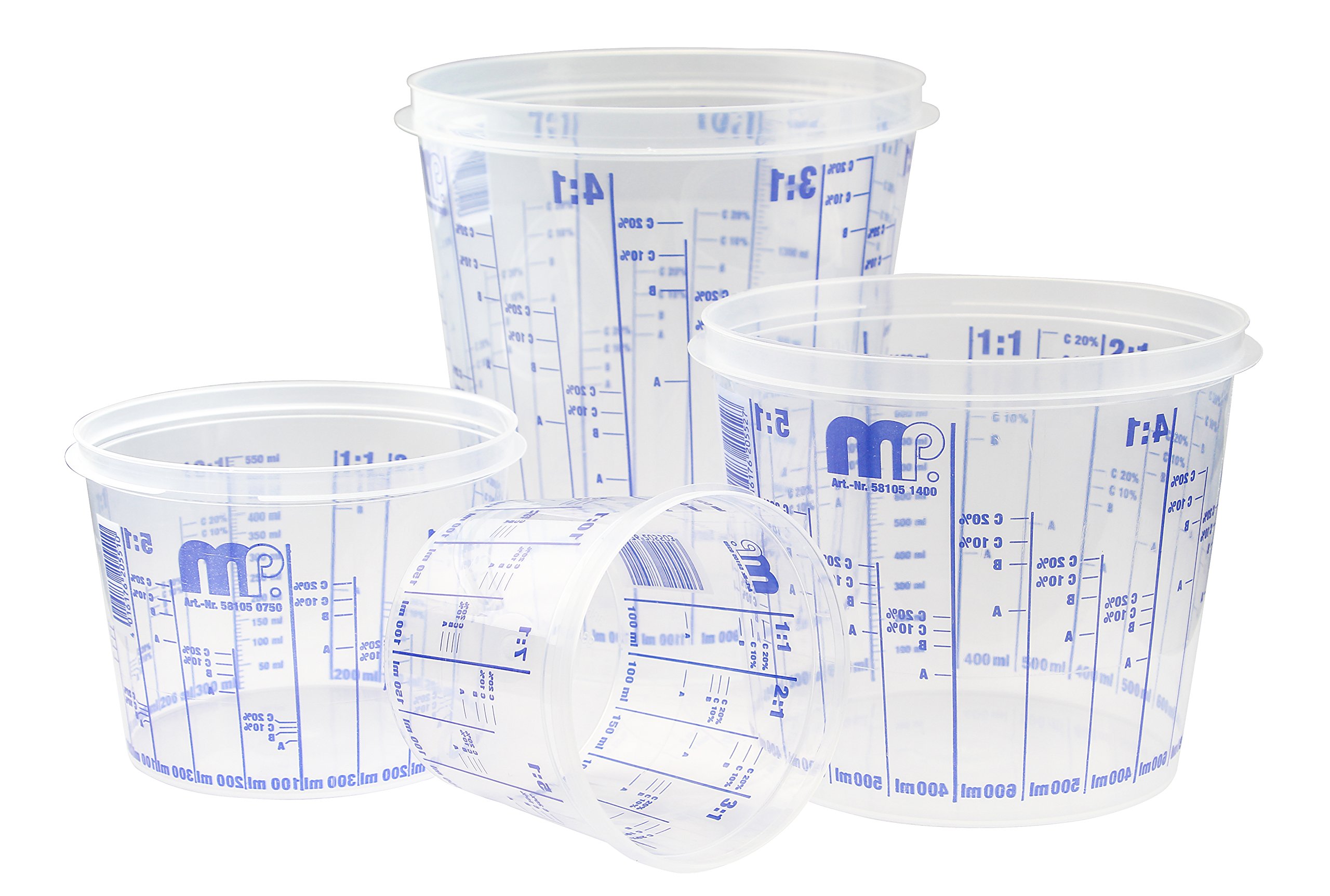 Craft-Equip MP Lackmischbecher mit Skala in verschiedenen Größen und Mengen (50 Stück Mischbecher in 385ml)