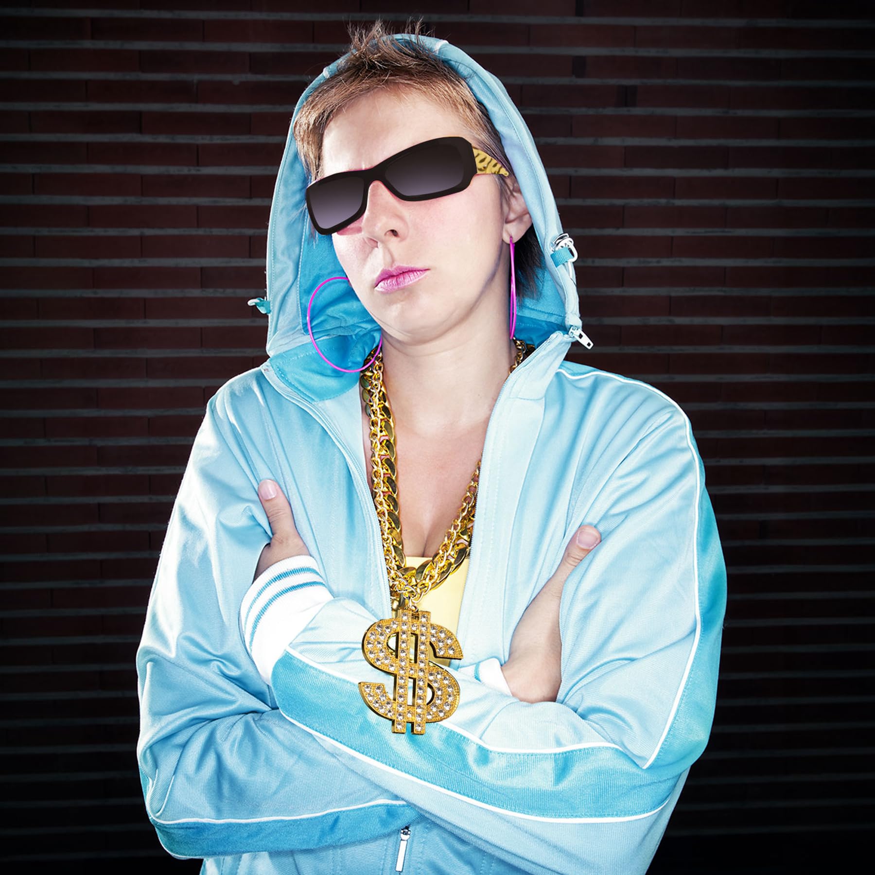 Amazon.com: Pluscraft 80s 90s Hip Hop Rapper Outfit Costume Kit 