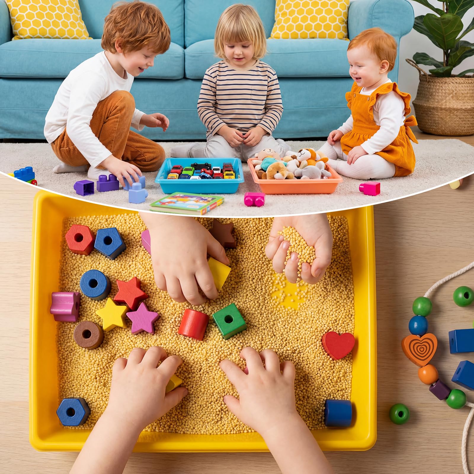 Maitys 15 bandejas de plástico para actividades artísticas de 14.57 x 10.63 x 1.77 pulgadas, organizador de manualidades, bandeja de almacenamiento para niños, escuela, aula, proyectos de bricolaje