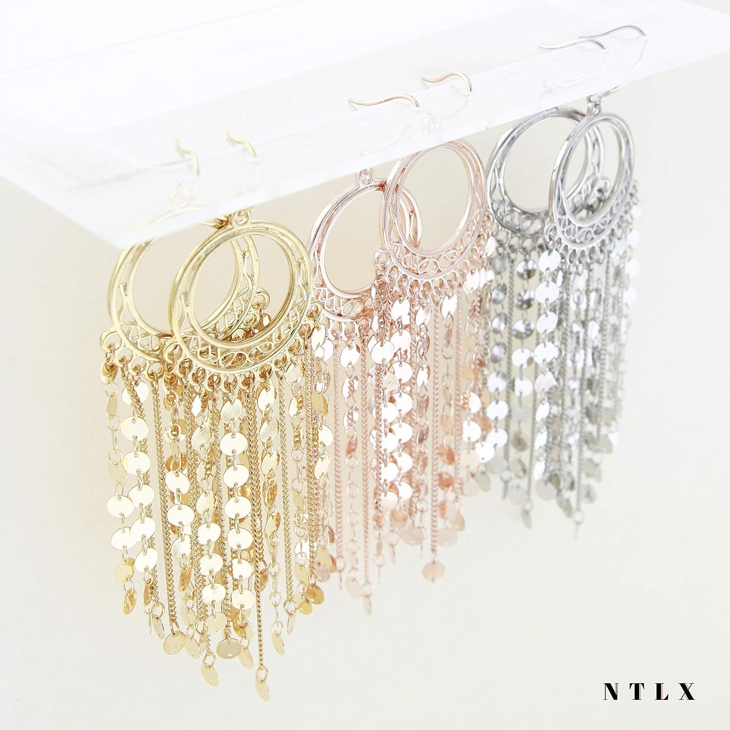 Bohemian Boho Tassel Dangle Drop Earrings for Women – Lightweight Filigree Gypsy Coin Chandelier Disc Charm Hoops – included Gift Box