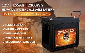 VMAX slr155 12 V 155 Ah AGM Deepサイクル充電式バッテリー