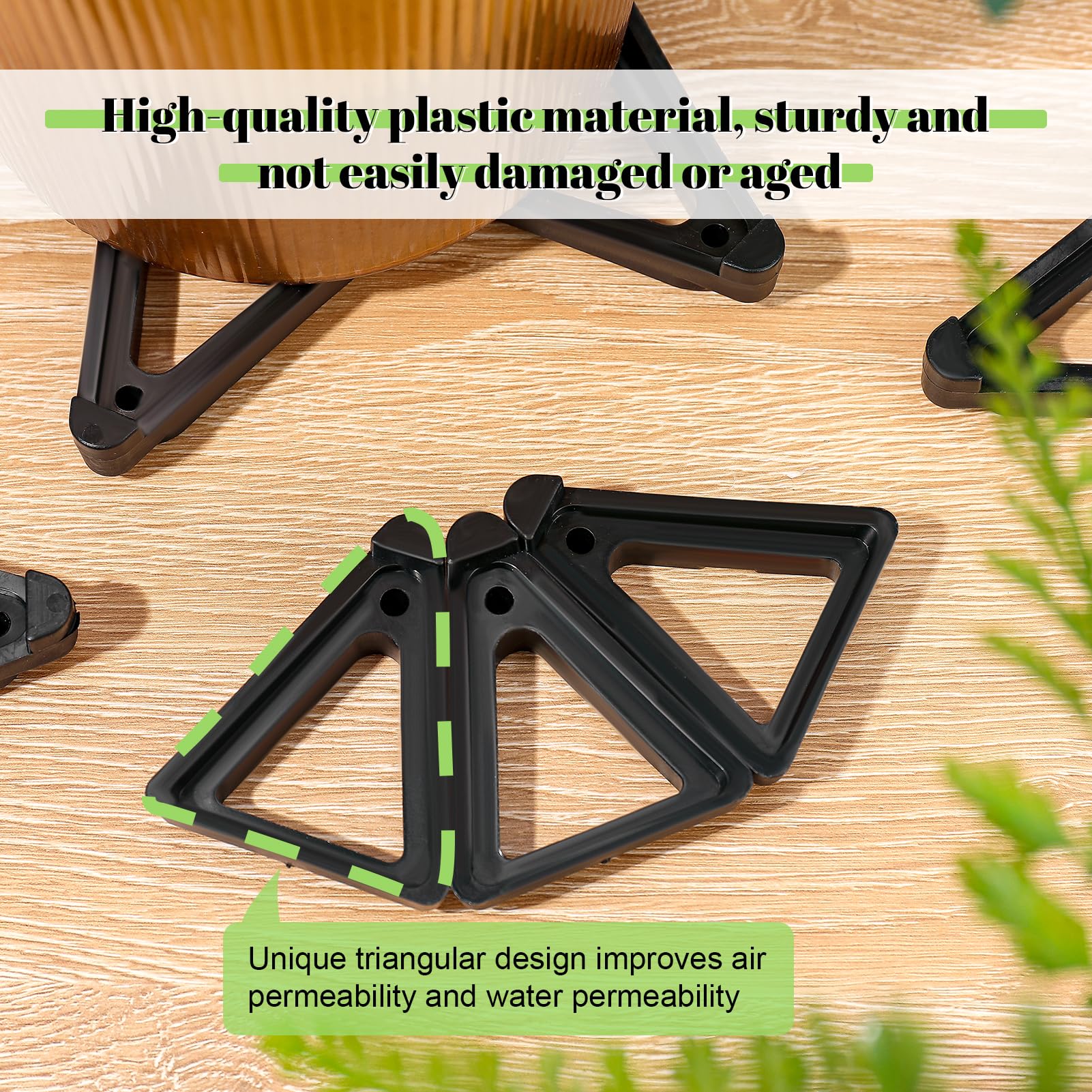 Meng Jiaran 48 Pcs Invisible Triangular Pot Feet Breathable Plastic 3.5cm Plant Stand Risers Prevent Rot Pots Toes for Small Large Pots Indoor Outdoor - Image 4