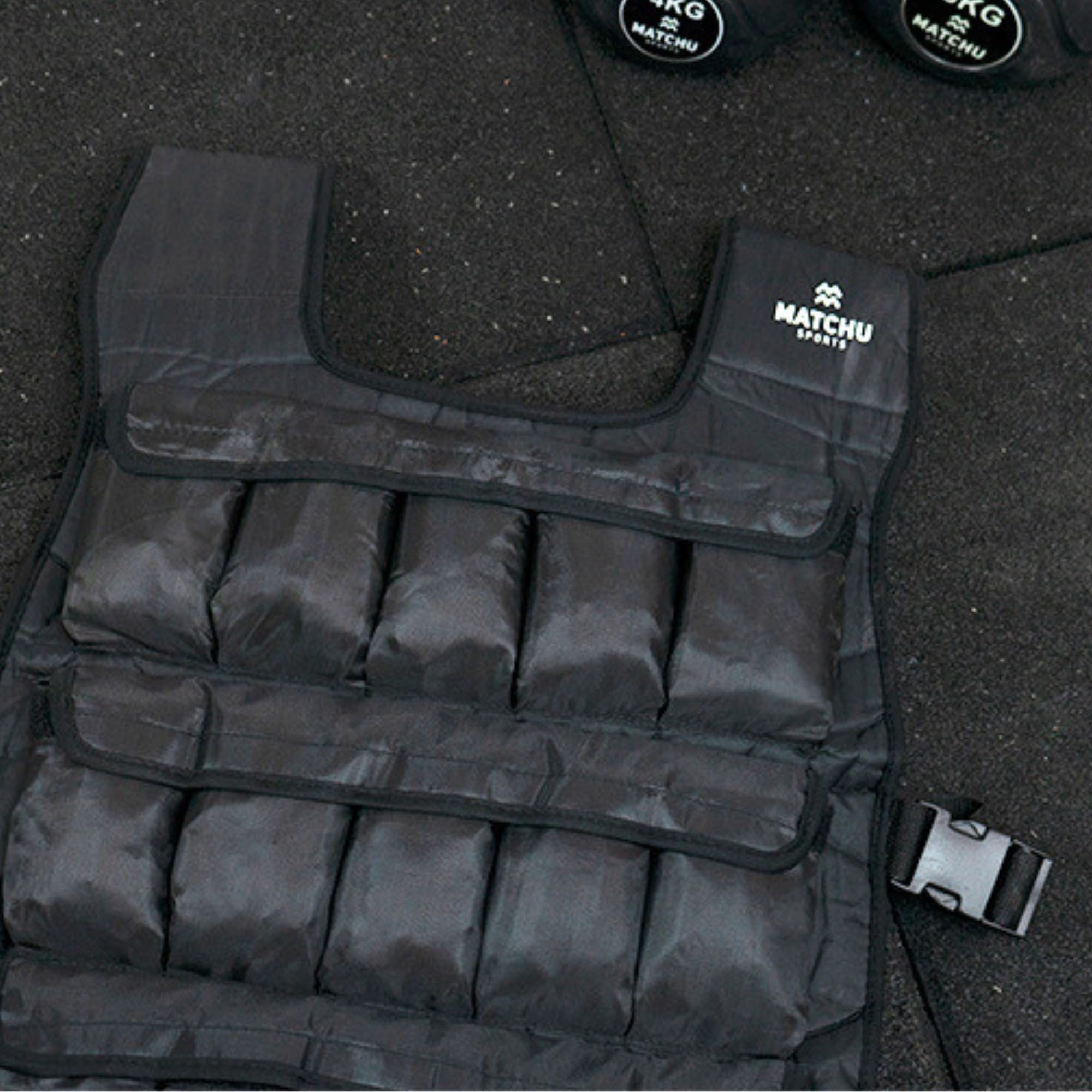 Matchu Sports - Gilet lesté 20 kg - réglable - noir - pour fitness et course - acheter un gilet lesté - gilet lesté - gilet lesté